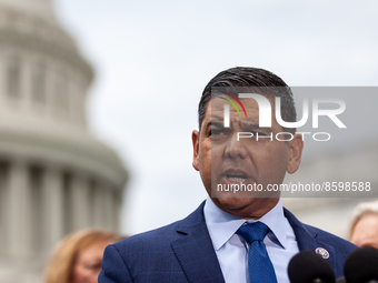 Rep. Raul Ruiz (D-CA) speaks at a press conference condemning Republican Senators for defeating the Honoring Our PACT Act.  The legislation...