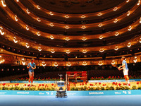 BARCELONA-SPAIN -21 April: Rafael Nadal and David Ferrer at the Liceo theater in Barcelona as a presentation of Barcelona Open Banc Sabadell...