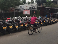 Motorcycles are parked in front of a Ceylon Petroleum Corporation fuel station in Colombo, Sri Lanka, hoping to buy fuel on July 31, 2022, w...