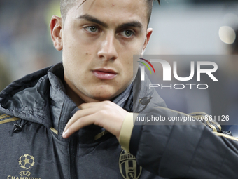 paulo dybala before champions league match between juventus fc and Borussia Monchengladbach at the juventus stadium of turin  on october 21,...