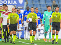 Christian Rossi sez. La Spezia aa2, The Referee of the match Maria Sole Ferrieri Caputi to Livorno, Stefano Liberati sez. Pisa aa1 during th...