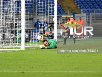 Etrit Berisha saved the penalty during the Europe League football match S.S. Lazio vs Rosenborg  at the Olympic Stadium in Rome, on october...