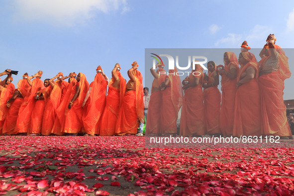 Hindu women devotees take part in a ' Kalash Yatra' during the holy month of 'Sharvan' , in Jaipur , Rajasthan, India, Aug 06,2022. 