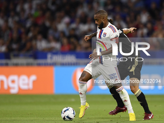 Alexandre Lacazette of Olympique Lyonnais in action during the Ligue 1 match between Olympique Lyonnais and AC Ajaccio at Groupama Stadium o...