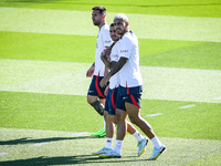 Lionel (Leo) MESSI of PSG, Marco VERRATTI of PSG and Leandro PAREDES of PSG during the training of the Paris Saint-Germain team on August 11...