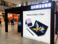 Samsung booth is seen at the shopping mall in Krakow, Poland on August 11, 2022. (