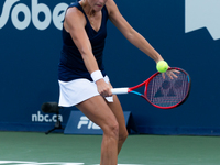 Toronto, ON, Canada - August 7, 2022: Tatjana Maria (GER) plays against Marie Bouzkova (CZE) during the qualifying match of the National Ban...