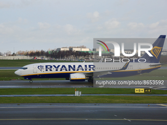 Ryanair Boeing 737 airplane at Amsterdam Airport Schiphol in Amsterdam, Netherlands on March 07, 2019. (