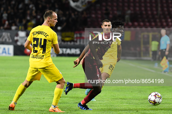 Emmanuel Yeboah in action during UEFA Europa Conference League, 3rd preliminary round: CFR Cluj v. Şahtior Soligorsk, 11 August 2022,Dr Cons...