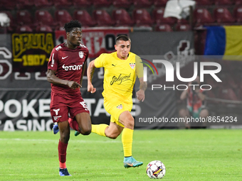 Emmanuel Yeboah in action during UEFA Europa Conference League, 3rd preliminary round: CFR Cluj v. Şahtior Soligorsk, 11 August 2022,Dr Cons...