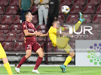 During UEFA Europa Conference League, 3rd preliminary round: CFR Cluj v. Şahtior Soligorsk, 11 August 2022,Dr Constantin Radulescu stadium,...