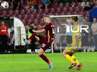 Lovro Cvek  in action during UEFA Europa Conference League, 3rd preliminary round: CFR Cluj v. Şahtior Soligorsk, 11 August 2022,Dr Constant...