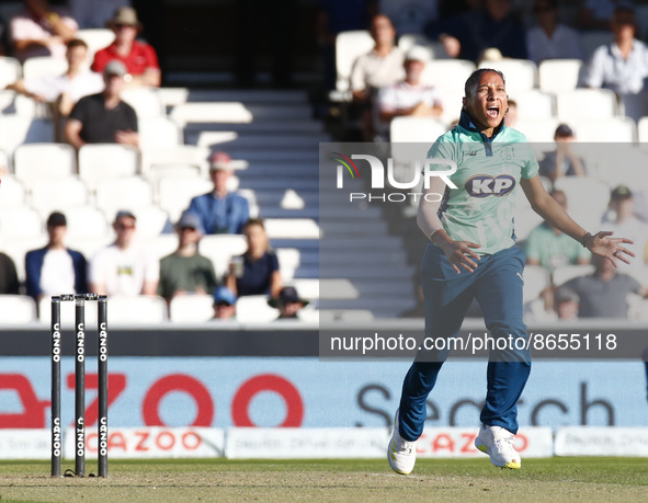 LONDON ENGLAND - AUGUST  11 :Shabnim Ismail  celebrates after bowling out Hollie Armitage
during The Hundred Women match between Oval Invinc...