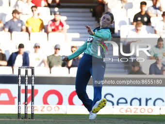 LONDON ENGLAND - AUGUST  11 : Mady Villiers of Oval Invincibles Women during The Hundred Women match between Oval Invincible's Women against...