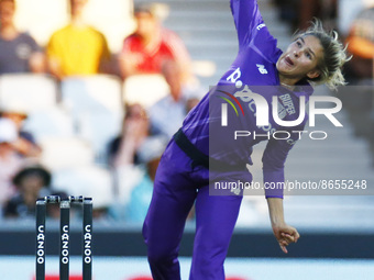LONDON ENGLAND - AUGUST  11 : Lucy Higham of Northern Supercharges Women during The Hundred Women match between Oval Invincible's Women agai...