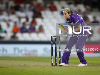 LONDON ENGLAND - AUGUST  11 : Katie Levick of Northern Supercharges Women during The Hundred Women match between Oval Invincible's Women aga...
