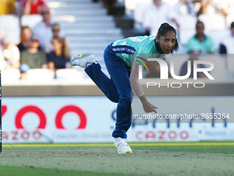 LONDON ENGLAND - AUGUST  11 : Shabnim Ismail of Oval Invincibles Women during The Hundred Women match between Oval Invincible's Women agains...