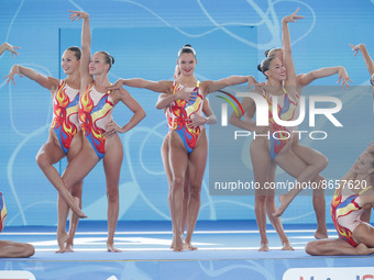 Team Ukraine during the Syncro European Acquatics Championships - Artistic Swimming (day2) on August 12, 2022 at the Foro Italico in Rome, I...