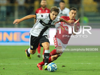 Adrian Bernabe’ (PARMA CALCIO) and Raffaele Maiello (SSC BARI) during the Italian soccer Serie B match Parma Calcio vs SSC Bari on August 12...