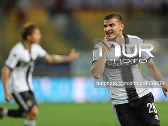 Valentin Mihaila (PARMA CALCIO) celebrates after scoring a goal  during the Italian soccer Serie B match Parma Calcio vs SSC Bari on August...