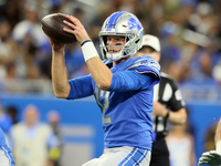 Quarterback Tim Boyle (12) of the Detroit Lions catches the snap during an NFL preseason football game between the Detroit Lions and the Atl...