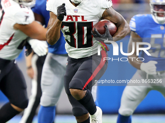 Atlanta Falcons running back Qadree Ollison (30) during the first half of an NFL preseason football game against the Detroit Lions in Detroi...