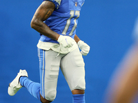 Wide receiver Trinity Benson (17) of the Detroit Lions runs off the field during an NFL preseason football game between the Detroit Lions an...