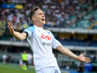 Napoli's Piotr Zielinski celebrates after scoring a goal during the italian soccer Serie A match Hellas Verona FC vs SSC Napoli on August 15...