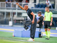 Napoli's Head Coach Luciano Spalletti gestures during the italian soccer Serie A match Hellas Verona FC vs SSC Napoli on August 15, 2022 at...