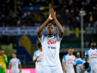 Napoli's Victor Osimhen portrait greeting fans during the italian soccer Serie A match Hellas Verona FC vs SSC Napoli on August 15, 2022 at...