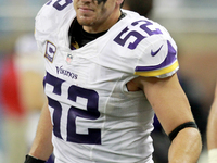 Minnesota Vikings outside linebacker Chad Greenway (52) during the second half of an NFL football game against the Detroit Lions in Detroit,...