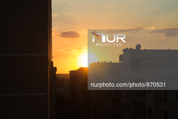 Sunset in the capital of Egypt, Cairo, on October  26, 2015. 
