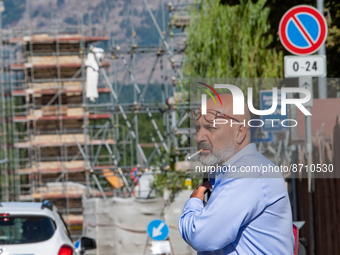 The former mayor of Amatrice Sergio Pirozzi, during celebrations for the sixth anniversary of the earthquake. Pirozzi, regional councillor o...