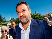 Matteo Salvini meets a woman extracted alive from the rubble after eight hours, on the night of 24 August 2016. In Amatrice, Rieti, Italy, o...