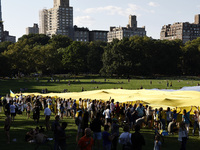 Supporters gathered in Central Park’s Sheep Meadow to mark Ukraine’s Independence Day on the sixth month of the Russian invasion of their co...