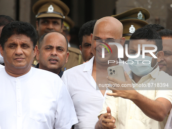 Ranjan Ramanayake, Former Parliament Member and actor came out of Welikada prison after being pardoned by the President in Colombo, Sri Lank...