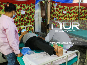 Dengue-infected patients are treated in the premises of the government hospital in Kathmandu, Nepal on August 29, 2022. The number of dengue...