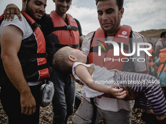 A child crying, in Lesbos, Greece, on September 26, 2015. More than 700,000 refugees and migrants have reached Europe's Mediterranean shores...