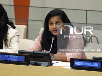 Jayathma Wickramanayake, UN Secretary General's  Envoy on Youth speaks an informal meeting on youth engagement in the United Nations process...