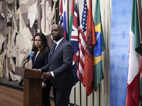 Ambassador Lana Nusseibeh ,permanent representative of the United Arab Emirates to the United Nations and Ambassador Martin Kimani permanent...