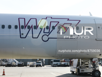 Wizz Air plane is seen at the airport in Balice near Krakow, Poland on September 1, 2022. (