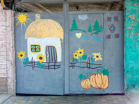 A residence gate with a note 'I love Ukraine' is seen in in a famous Black Sea resort of Odessa, Ukraine on September 3, 2022. Ukraine  surp...