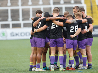 Thunder players form a huddle before the BETFRED Championship match between Newcastle Thunder and York City Knights at Kingston Park, Newcas...