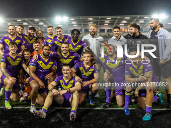 Thunder players are pictured following their final game of the season at Kingston Park after the BETFRED Championship match between Newcastl...