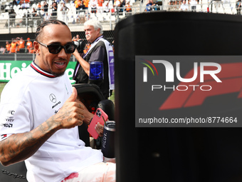 Leswis Hamilton of Mercedes before the drivers parade ahead of the Formula 1 Grand Prix of The Netherlands at Zandvoort circuit in Zandvoort...
