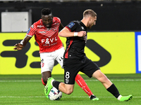 Marius Noubissi in action during Valenciennes FC vs. Nimes Olympique, Valenciennes, Stade du Hainaut, France, 2 September 2022 (