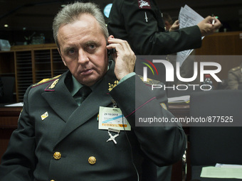 Viktor Muzhenko, Commander-in-Chief of the Armed Forces of Ukraine   prior to the meeting of the EU Chiefs of Defence in Brussels, Belgium o...