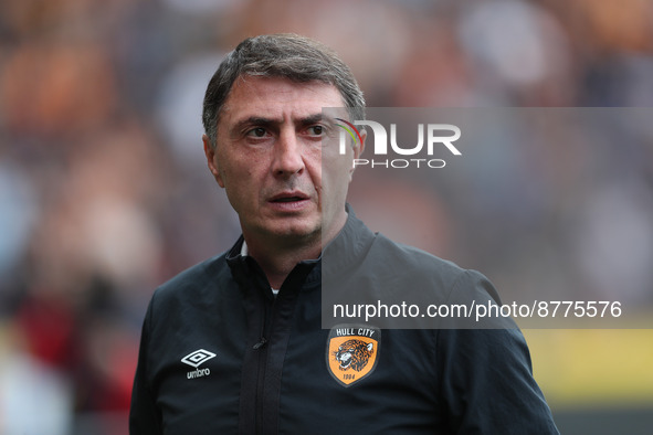 Hull City manager Shota Arveladze during the Sky Bet Championship match between Hull City and Sheffield United at the MKM Stadium, Kingston...