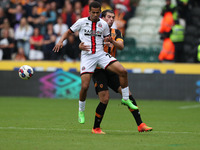 Sheffield United's Iliman Ndiaye battles for possession with Hull City's Jacob Greaves during the Sky Bet Championship match between Hull Ci...