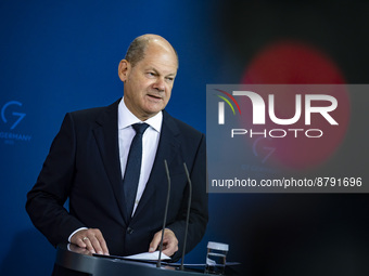 German Chancellor Scholz is pictured during the receivement of the winners of the 57. Federal Competition 'Researching Youth' at the Chancel...